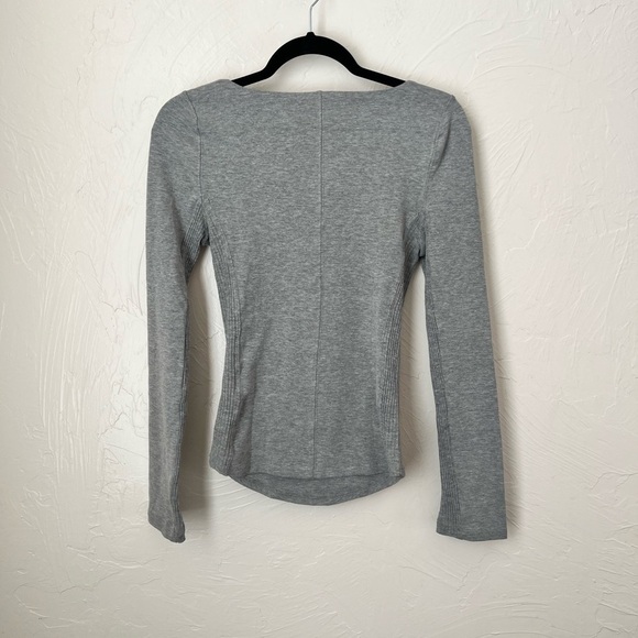 Free People Looking Back Lace up grey long sleeve top▪️size XS - Picture 6 of 8